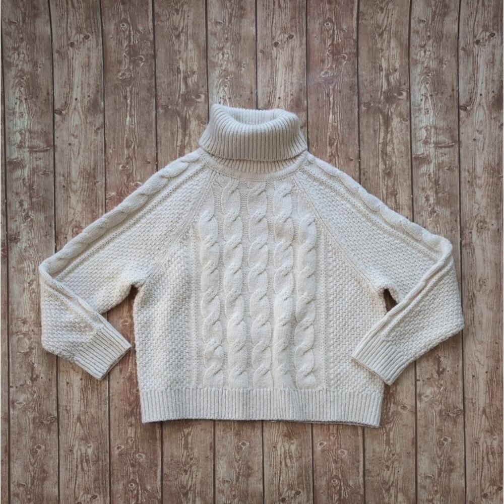GAP Cable-Knit Turtleneck Sweater - Size XXS - Cream/Off-White/ Chino Beige